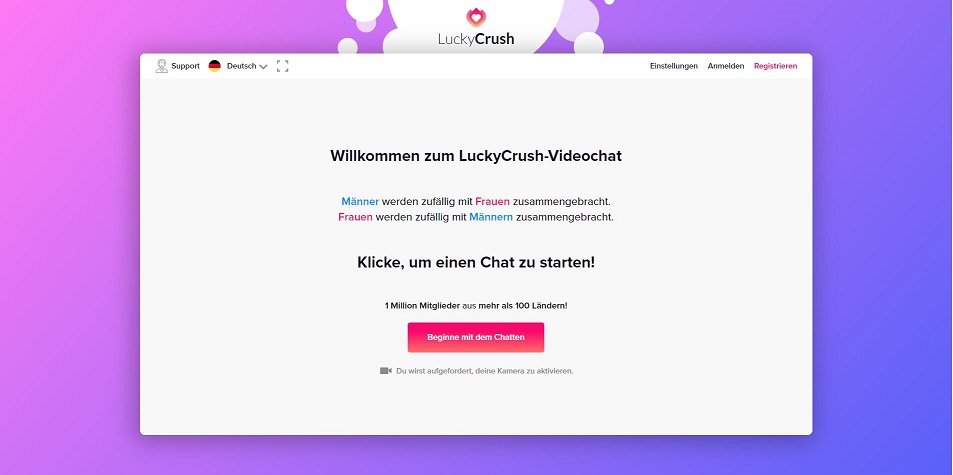 Nutzer bei einem Videochat auf LuckyCrush